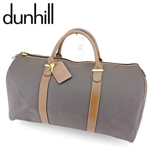 ボストンバッグ トラベルバッグ 旅行用バッグ ヘリンボーン ブラック ブラウン ゴールド 中古