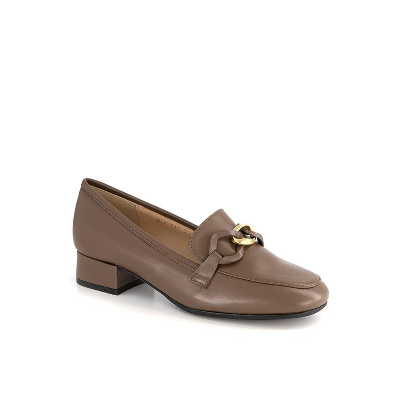 女性靴 3cm ラウンドトゥ バックル装飾 ローファー DLF517LS22 (ブラウン)