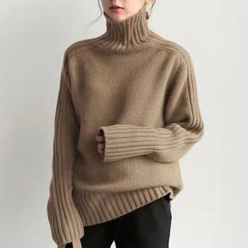 トップス ニットソー セーター 袖あり 長袖 ハイネック タートルネック ニット かわいい 大人可愛い きれいめ シンプル カジュアル 大人 おしゃれ お洒落 かっこいい レトロ 大人可愛い
