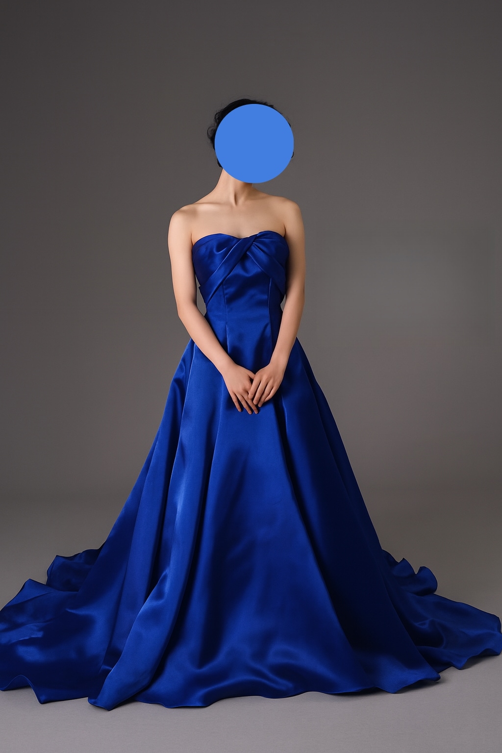 カラードレス ジュエルブルー ベアトップ バックリボン 演奏会/音楽会