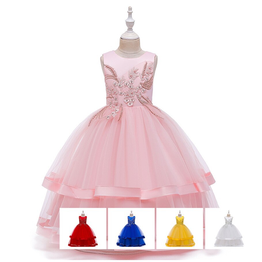 子供服キッズドレス発表会140子供ドレスワンピース1105色七五三ピアノ総レー 母の日-0004043