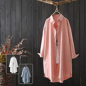 シャツ/長袖/Tシャツ/シャツワンピース/ロングTシャツ/トップス/韓国レディース服/ブラウス