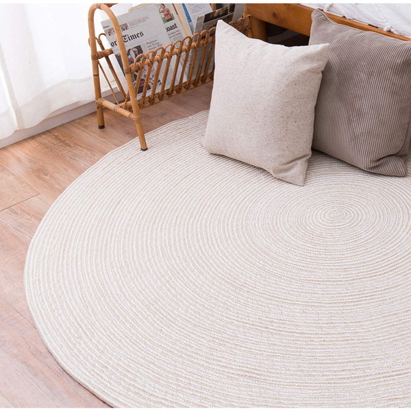 ハンドメイド 綿100% 編み込み ラグ ブレイド 90cm ベージュ ホワイト メーカー直送