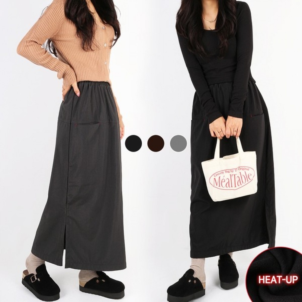 (Superman Outdoor) D 女性用ポケットスプリットスカート韓国製女性用高級バンディングスカートデイリーサーマル起毛ビッグサイズ