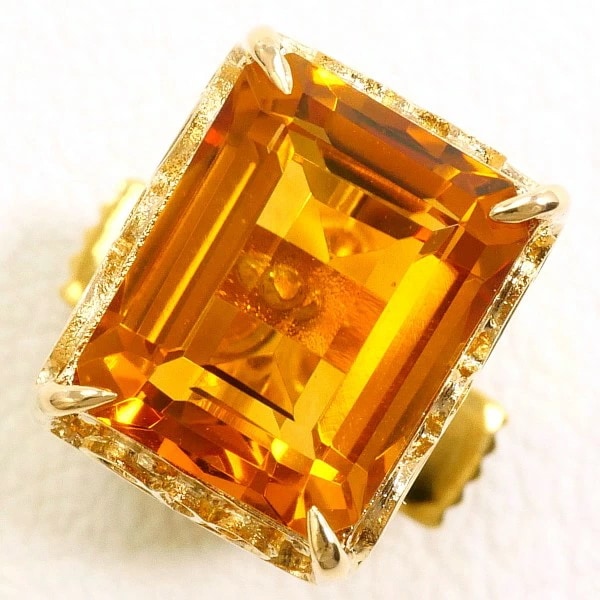 K18 18金 YG 合金 ピンブローチ シトリン 【中古】