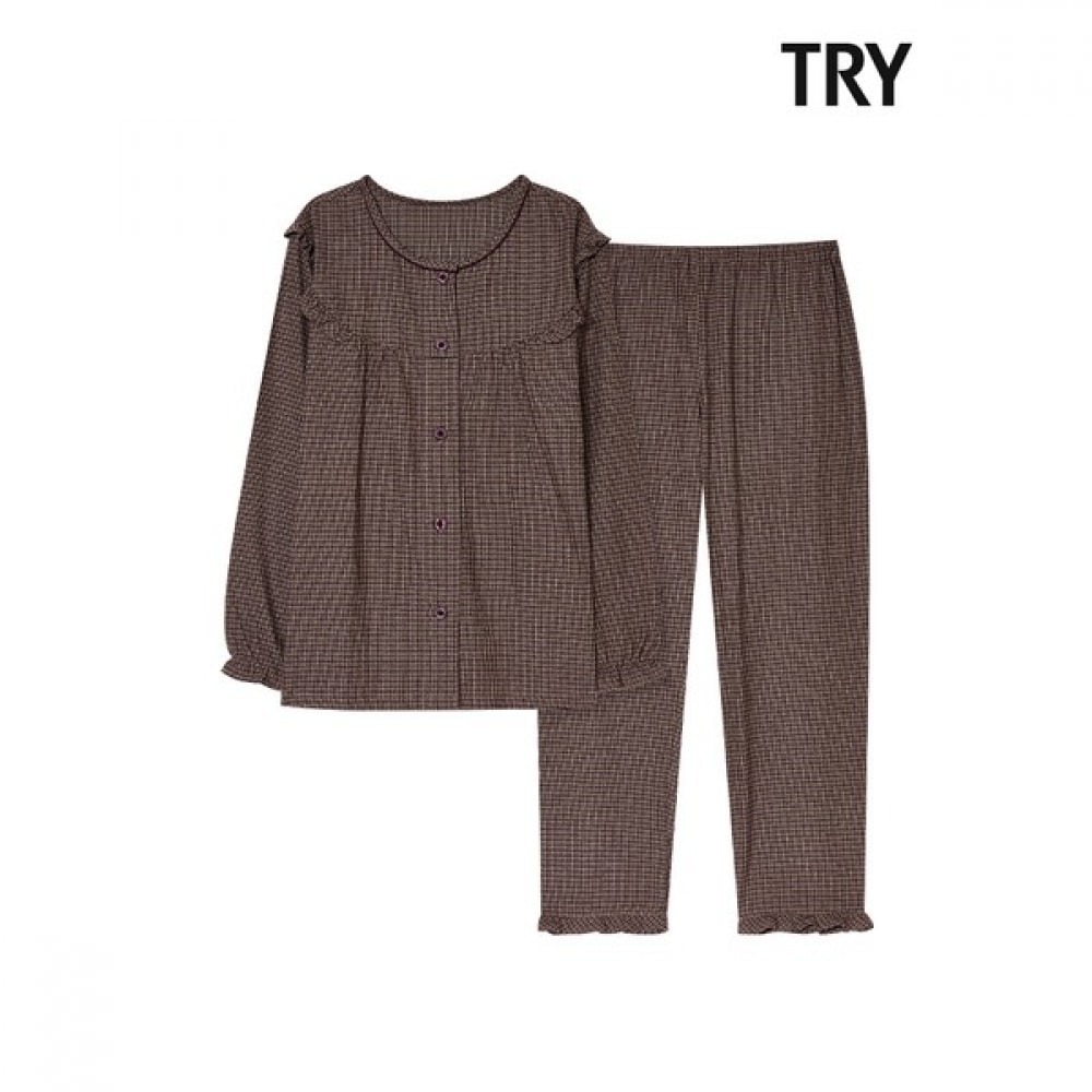 (TRY) 女性用オンブル起毛パジャマセット I64