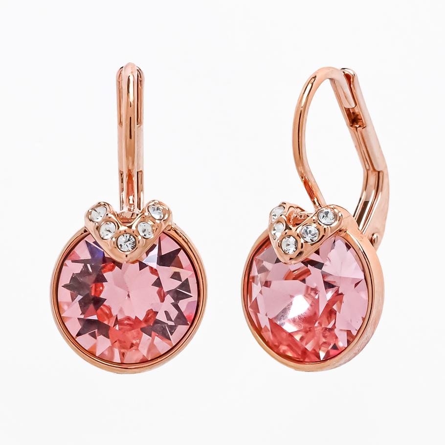 ピアス Bella V ドロップピアス ラウンドカット ピンク ローズゴールド 5662114