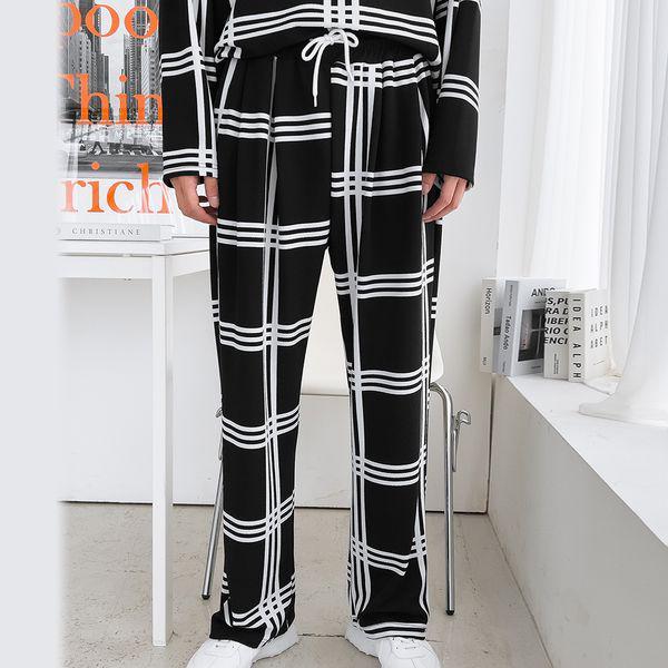 メンズワイドダブルチェック スパン バンディング パンツ 5C PTA Q081 ベージュ_P406028246