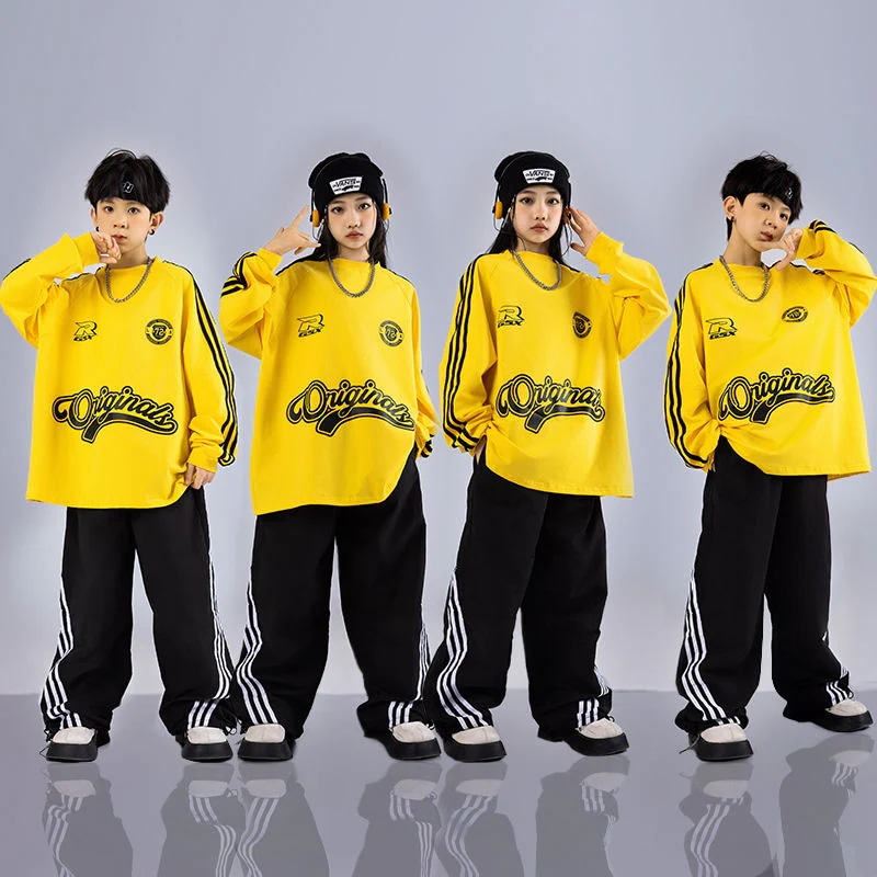小学生の運動会の服装の秋の子供のhiphopの街のダンスの子供服の男の子の演芸服の女の子のダンスの服装