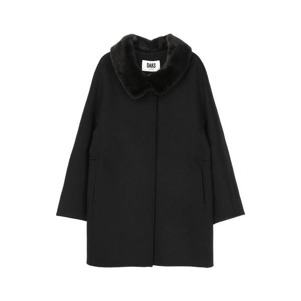 [25FW] [ハイカシミアブレンド] ブラックミンクファー配色ウールカシミア隠しボタンコート DLCO5D005BK