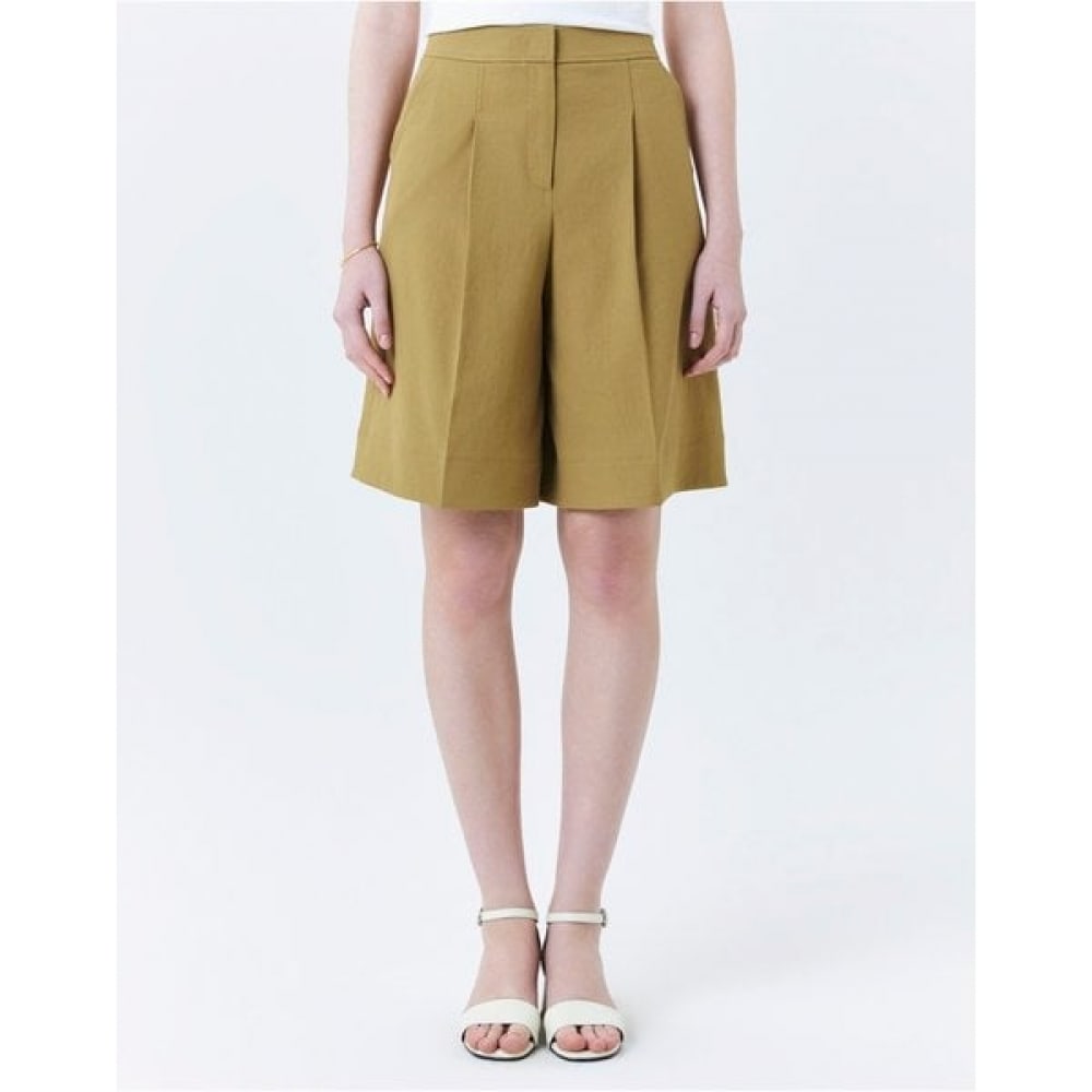 [24SS] [リネン] カーキリネンブレンドワンタックバミューダパンツHSPA4B491K2
