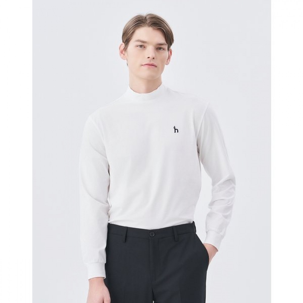 [24SS] ホワイトハーフタートルネックコットンスパンTシャツHZTS4A202WT