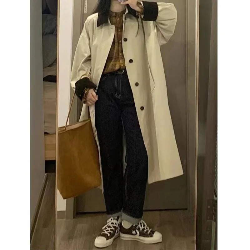 高級感 コート 女 2025春秋新作 カーキ セミロング丈 おしゃれ コート コンサバ 4,775円