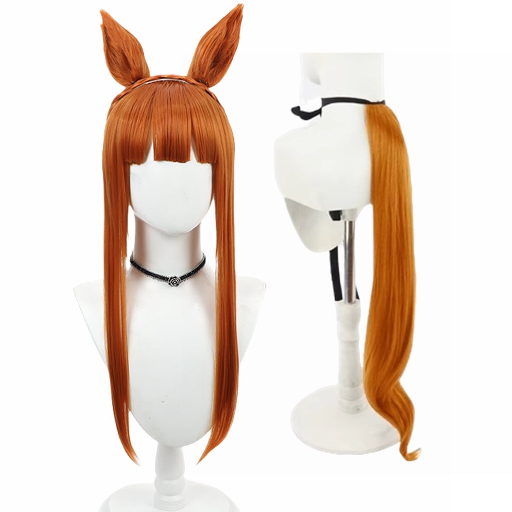 サイレンススズカ コスプレウィッグ 耳付き 尻尾付き かつら カツラ 耐熱 演出服 アニメ 祭り ハロウィン クリスマス 学園祭 文化祭