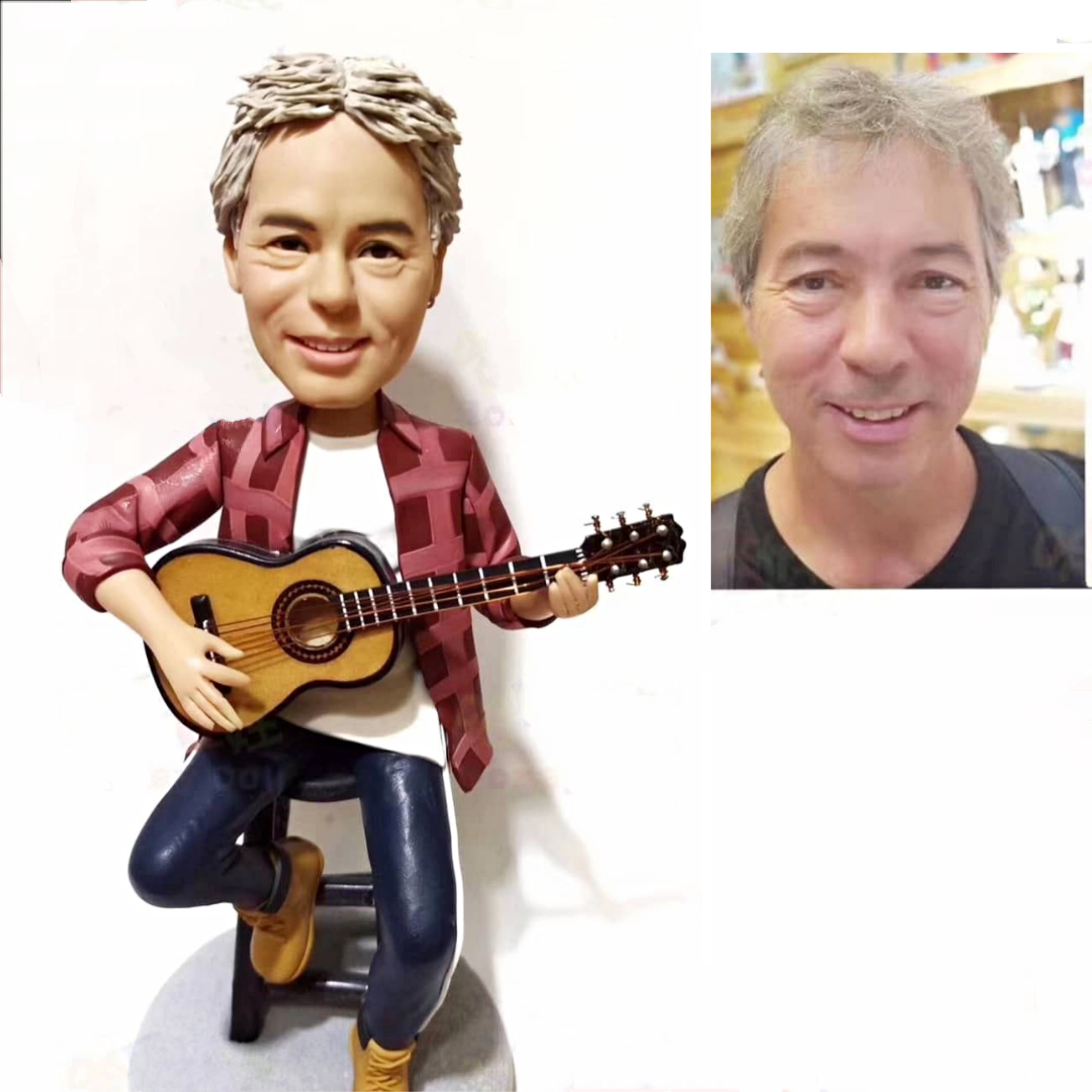 【オーダーメイド】3D肖像画 似顔絵 人形 フィギュア 彼氏 彼女 誕生日 ケーキトッパー 記念日 ギターを弾く カップル プレゼント