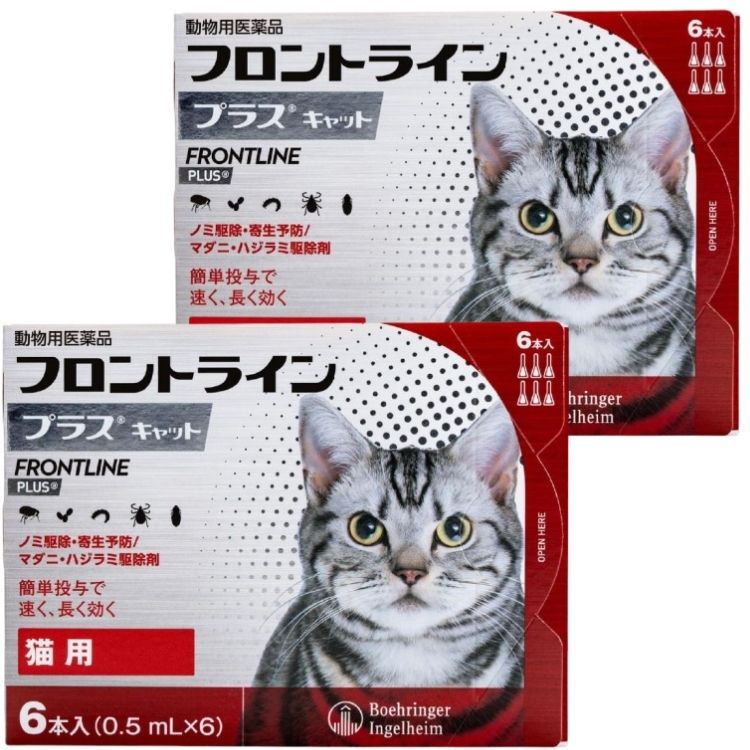 2個セット フロントライン プラス キャット 6本入 猫用 フロントラインプラス 猫 ノミ マダニ 駆除薬 動物用医薬品