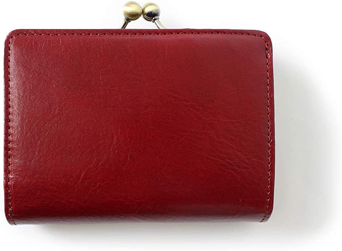 二つ折り財布 がま口 メンズ レディース 革 イタリアンレザー (レッド07) [並行輸入品]