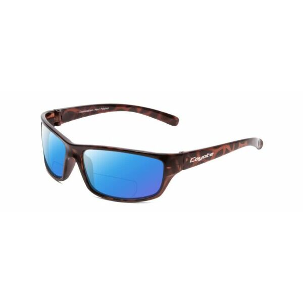 サングラス Coyote P-42 Designer Polarized Bi-Focal Sunglasses in Gloss Black & Brown +1.75