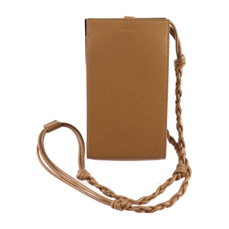 超美品 JIL SANDER ジルサンダー ショルダーバッグ JSMU840080 タングル スモール レザー ブラウン系 スマートフォンホルダー ポシェット【本物保証】