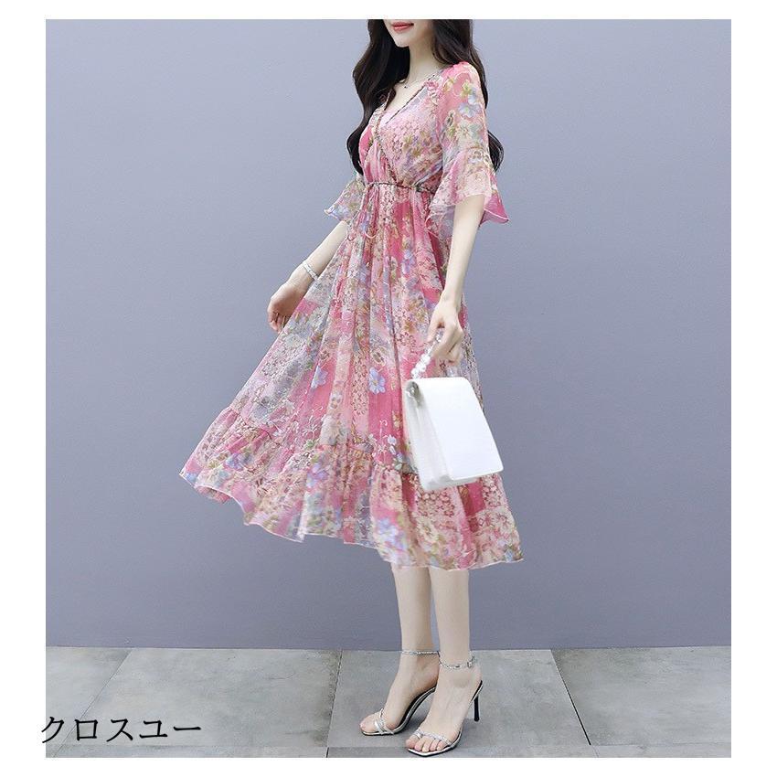 ワンピース レディース ミモレ丈 ワンピ シフォン リゾートワンピース ロングワンピース 花柄 春 夏 おしゃれ 長袖 通勤 OL 結婚式 フォーマル 大きいサイズ 5,068円