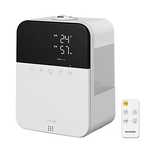 アイリスオーヤマ 加湿器 大容量 超音波式 スチーム式(加熱式) ハイブリット式 加湿量 350ml タンク容量 4.5L 10畳 12時間連続加湿 アロマ対応 リモコン付 小型 卓上 デスク用 H 8,603円