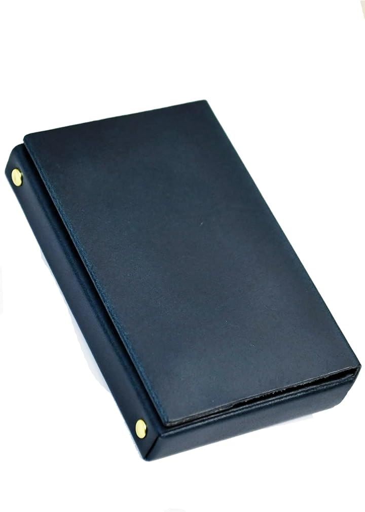 atelierCODEL 名刺入れ メンズ レディース 名刺が飛び出て取り出しやすい 本革 名刺ケース(ダークネイビー)