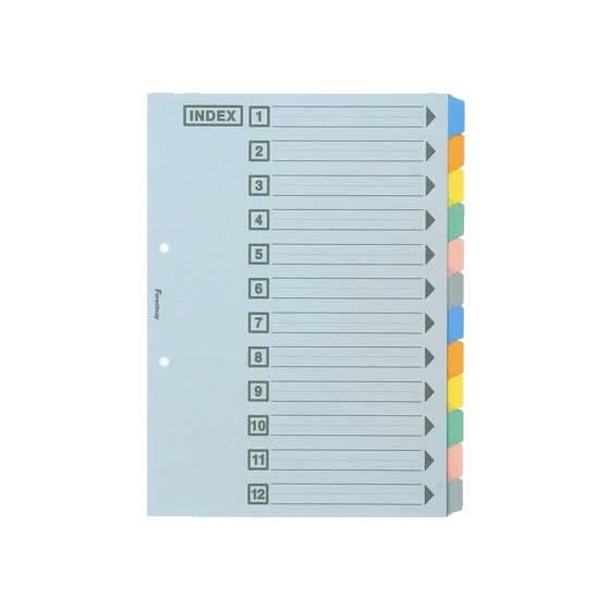 カラーインデックスカード A4タテ 12山 2穴 50組 Forestway FRW788202
