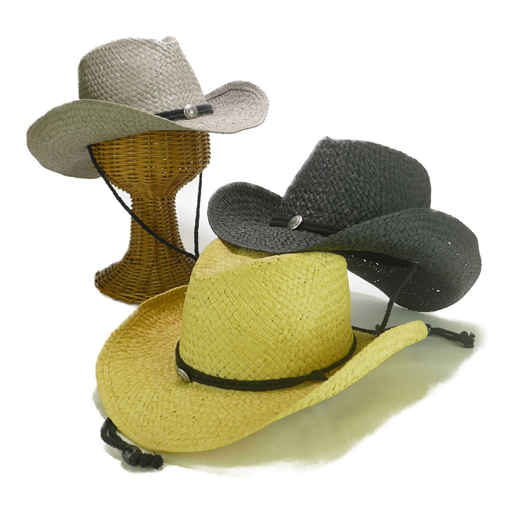 コンチョ付ヒモ巻ペーパーテンガロンハット9332714new