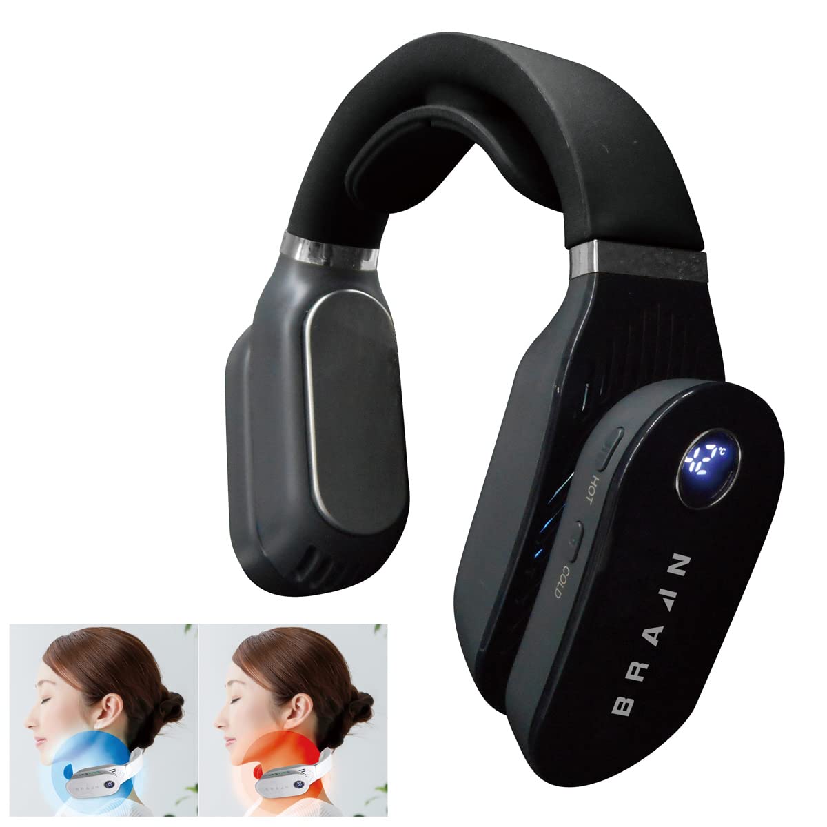 BR-781 ペルチェ素子 ネッククーラー&ヒーター(充電式) (ブラック) 首元からひんやり ネック クーラー 冷却プレート 暑さ対策 冷感グッズ 熱中症対策 首掛けクーラー ガーデニング ひんやり