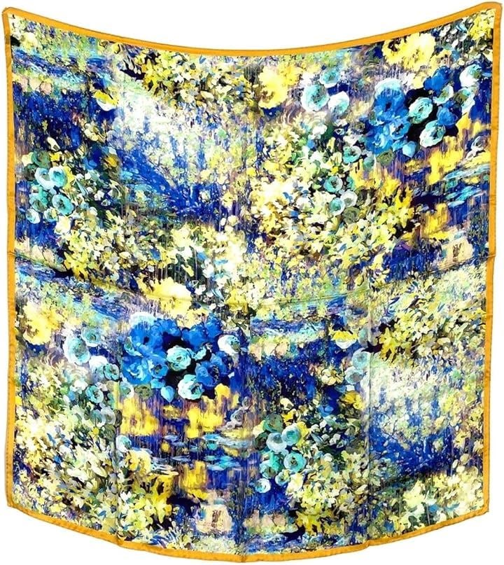 バルサンティ シルク スカーフ レディース 大判 90 正方形 コモ シルク100% イタリア製 モネイエロー( モネイエロー, Free Size)