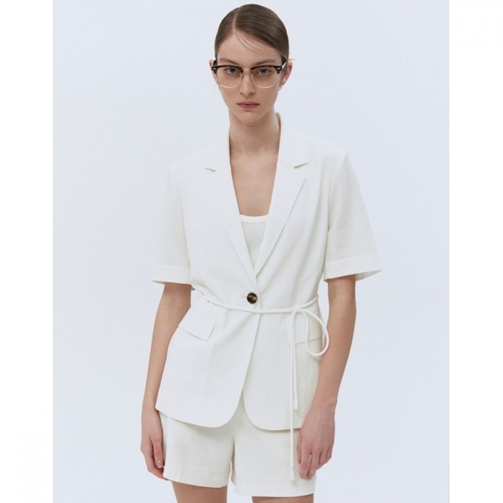 (ヘッジズレディース) 24SS ホワイトソリッドショートスリーブジャケット HSJA4B402WT