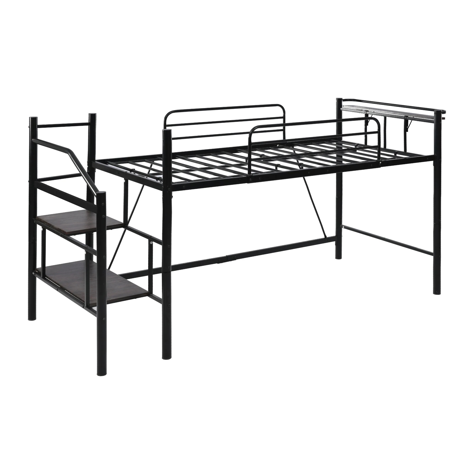 【パイプ床板・Sシングル】ロフトベッド パイプベッド シングル 耐荷重150kg 高さ130cm ハイベッド ロフトベッドロータイプ 棚 収納 北欧風 大人 一人暮らし 子供部屋 送料無料 スチール