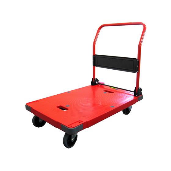 ストッパー付プラスチック静音台車 サイレントマスター300kg荷重 赤 ナンシン DSK-R301B2