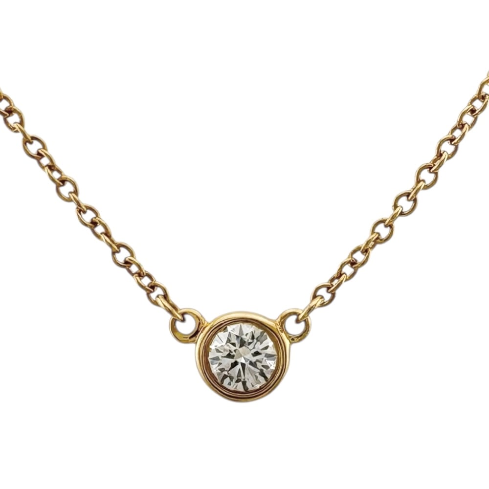 ティファニー バイザヤード 約0.12ct ネックレス 18金 K18イエローゴールド ダイヤモンド TIFFANY&Co. 中古 美品