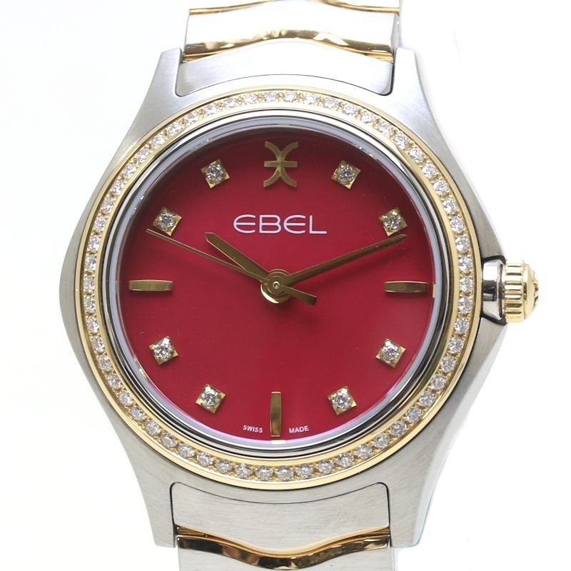 クラシックウェーブ 1216553 ベゼルダイヤ 8Pダイヤ【2022年購入/電池交換済】K18YG イエローゴールド xステンレススチール レディース /39903【中古】【腕時計】