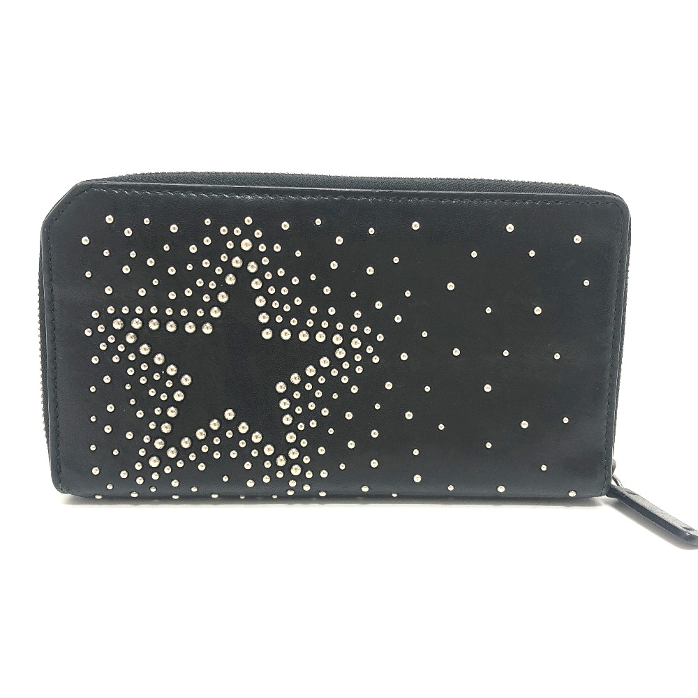 長財布 スターモチーフ 財布 長財布 ロング ウォレット レザー ブラック