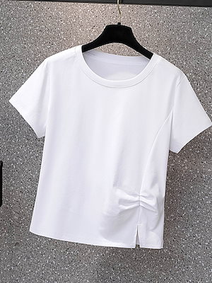 【1点ご購入 で10点プレゼントいたします】正肩半袖Tシャツ女性夏服太めmmゆったり着やせ感カジュアルコットントップス
