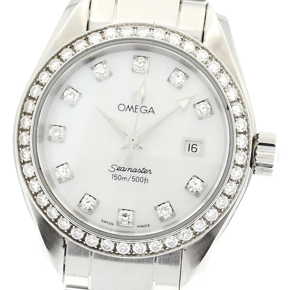 オメガ OMEGA 2579.75 シーマスター アクアテラ ダイヤベゼル クォーツ レディース _881385【中古】