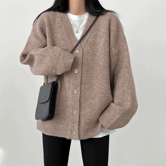 [冬までずっと] ダウンのようなウール オーバーサイズ 厚手 ウールカーディガン