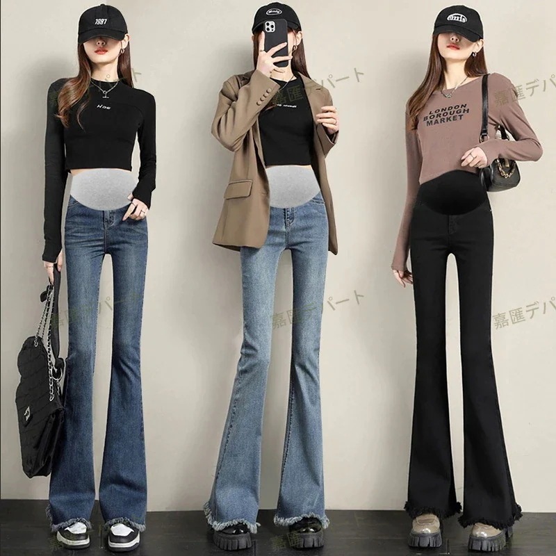 【10点セット】マタニティスキニーパンツ パンツ ウエスト調整 産前産後 妊婦服 妊娠パンツ ママロングパンツ1