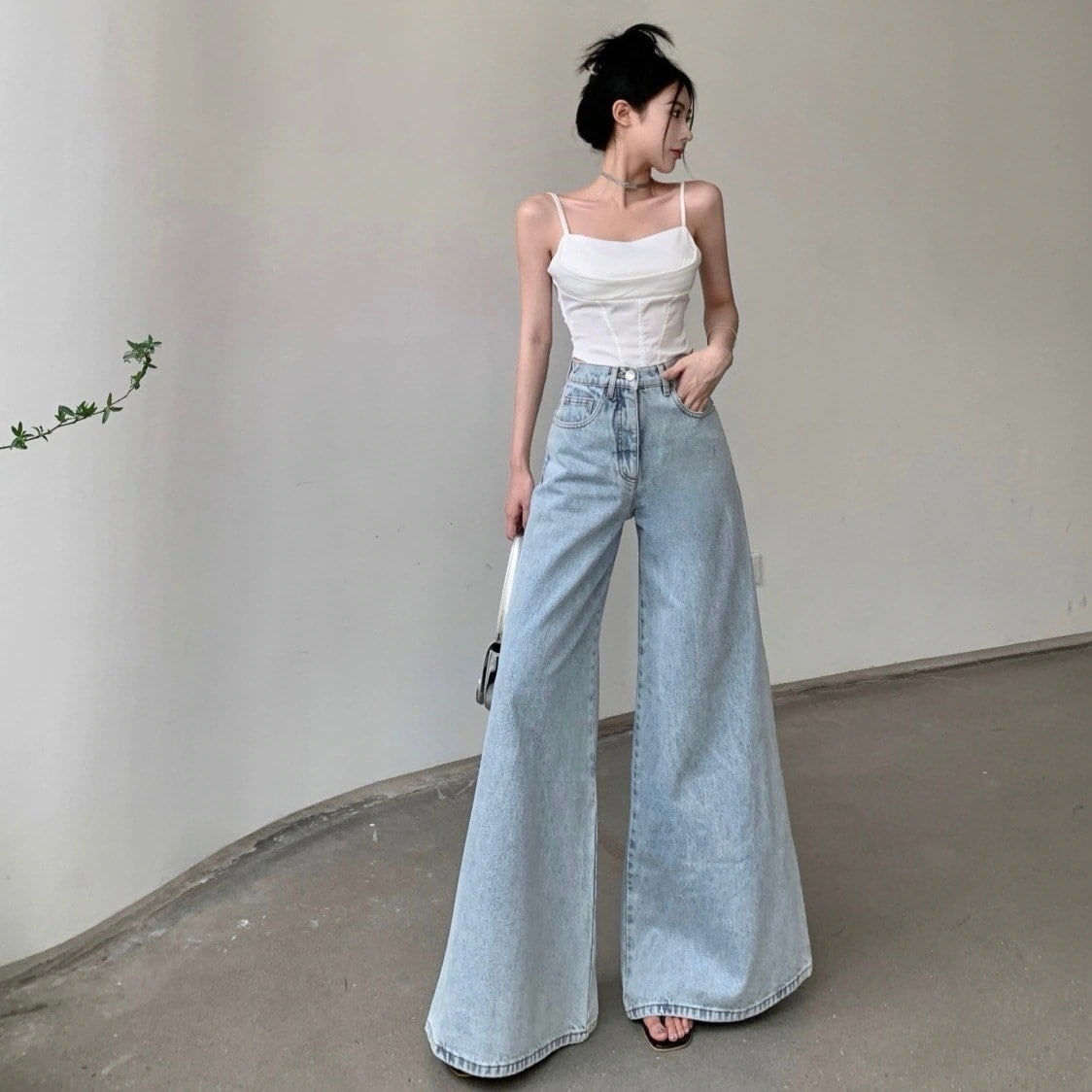 【急速出荷!】1つ買うと10個デニムボトムススラックスパンツレトロ港風ジーンズデニムワイドパンツゆったりハイウエスト着痩せズボン凉しく快適プリーツレディースズボンフレアーパンツ