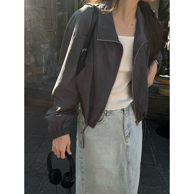 秋カジュアルスタンドカラージャケット韓国風ゆったり日焼け防止ジャケットa3522