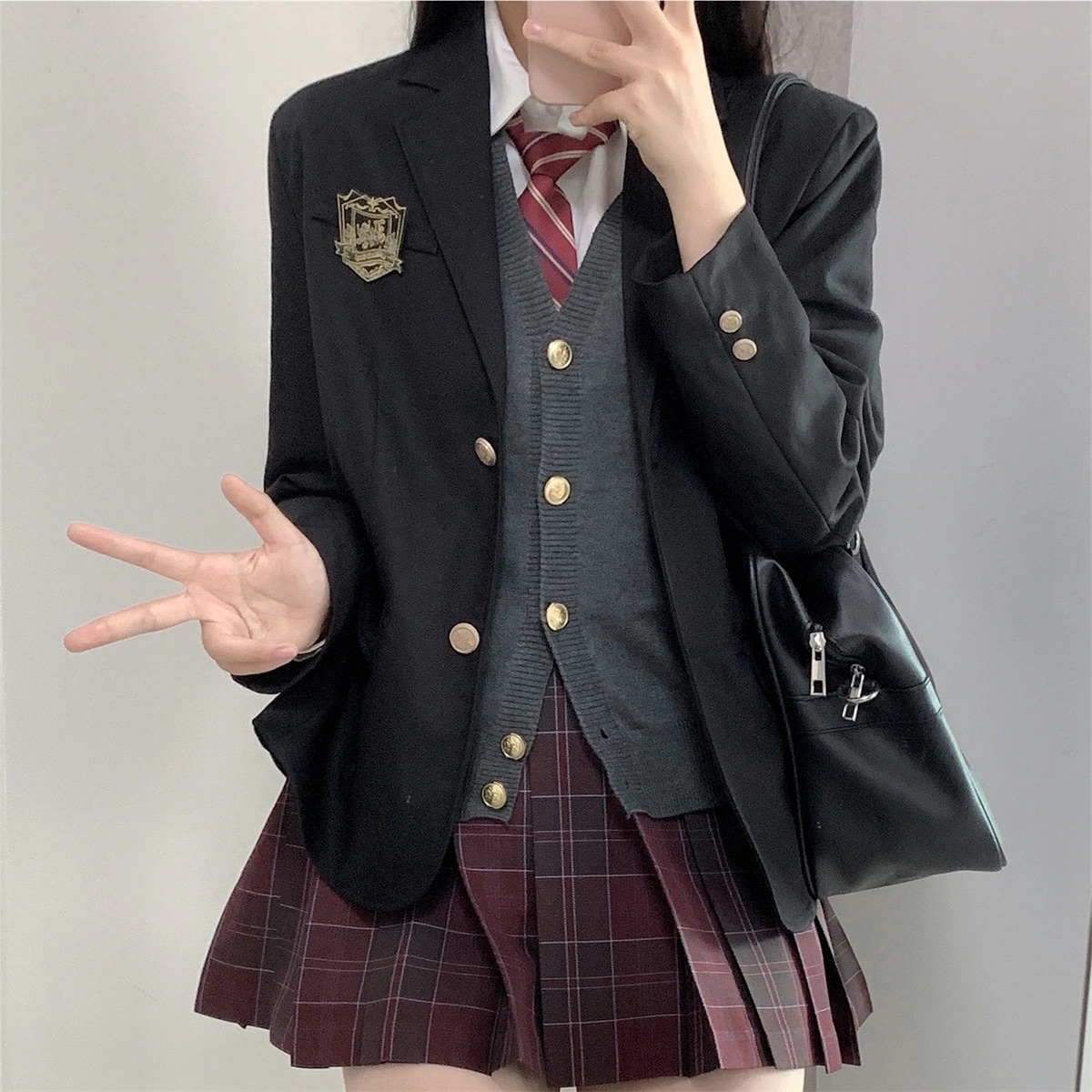 各種オプションあり JK チェック柄 一式 制服 ベスト 大きいサイズ スーツ シャツ スカート