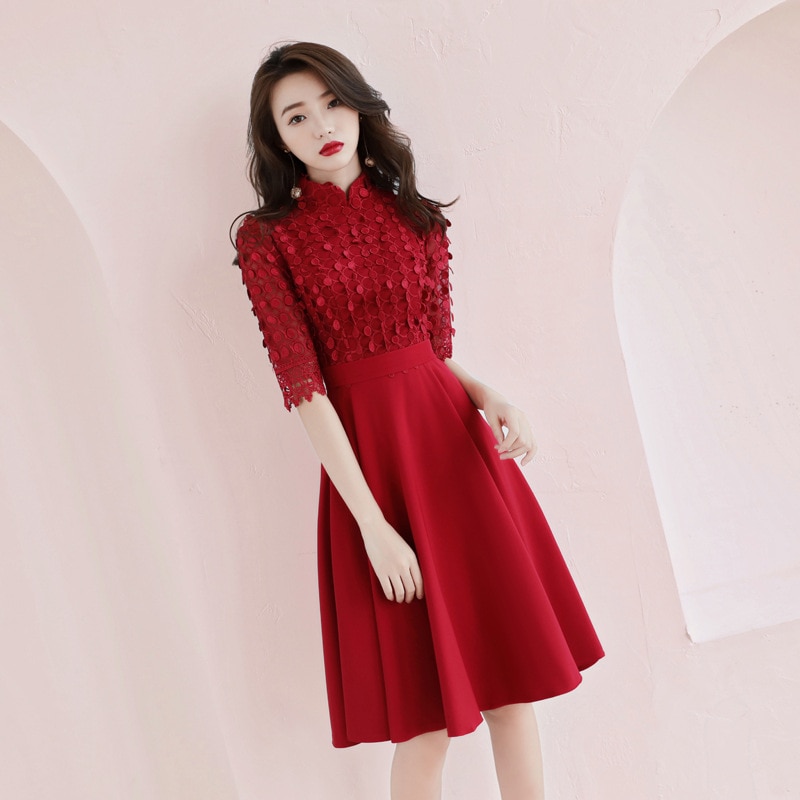 ドレス花嫁2025秋の赤いウェディングドレス女性ドレススリムドアドレス 6,263円