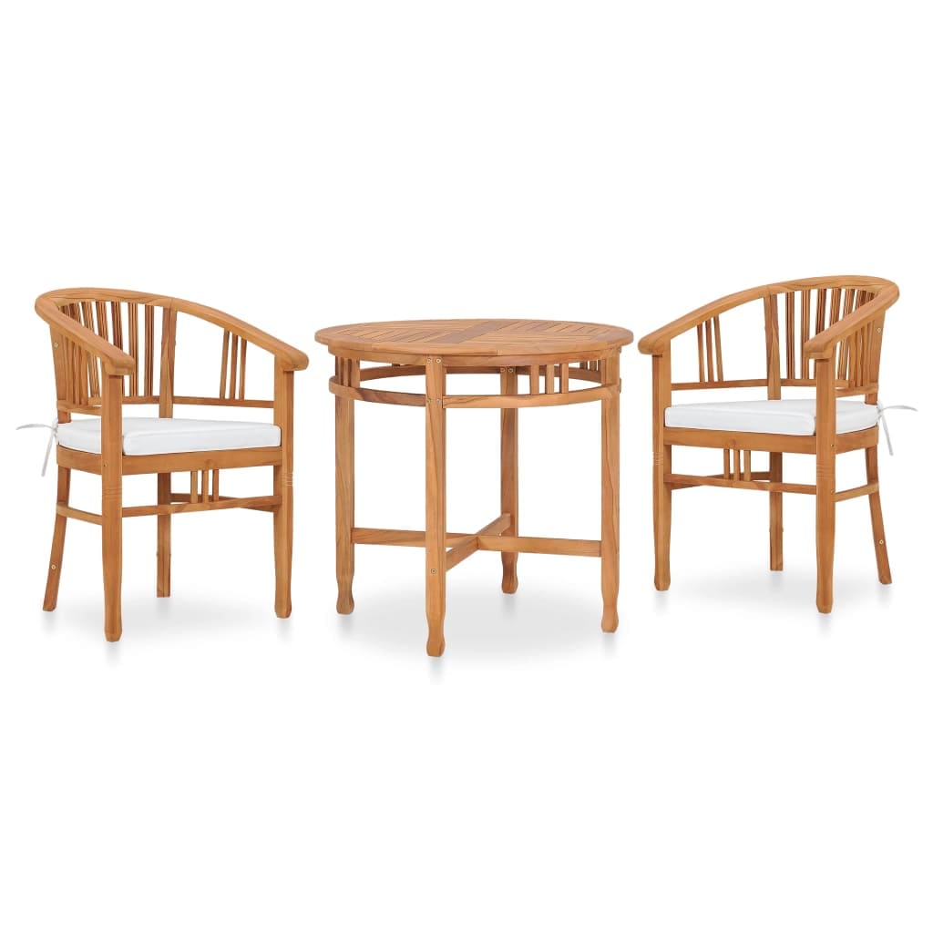 ガーデンダイニング3点セット クッション付 チーク無垢材