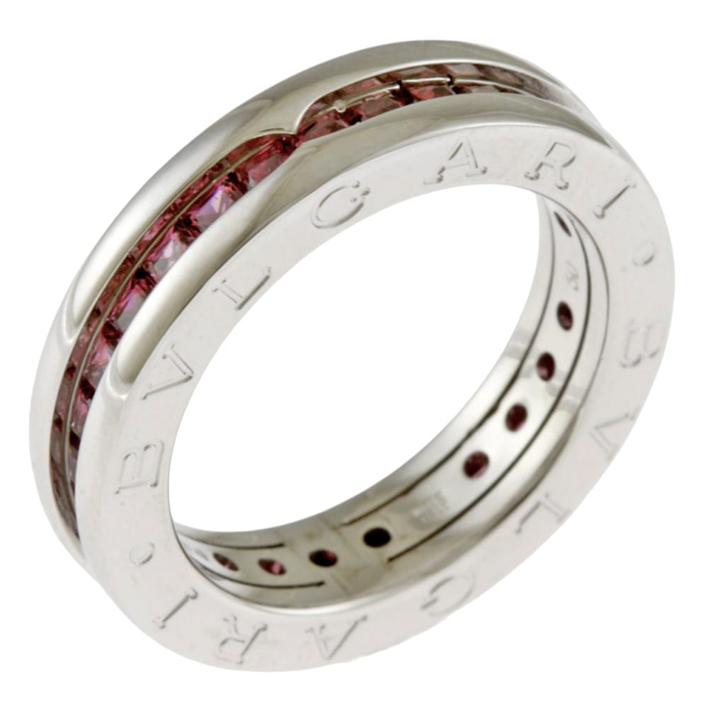ブルガリ B-zero.1 ビーゼロワン 1バンド リング 指輪 10号 18金 K18ホワイトゴールド ガーネット BVLGARI 中古 美品