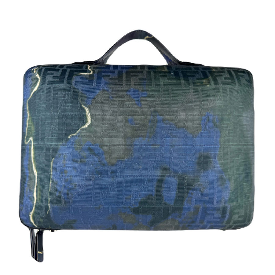 フェンディ FENDI ショルダーバッグ スーツケース キャンバス/レザー ブルー×グリーン メンズ 7VV156-AHUE z8773