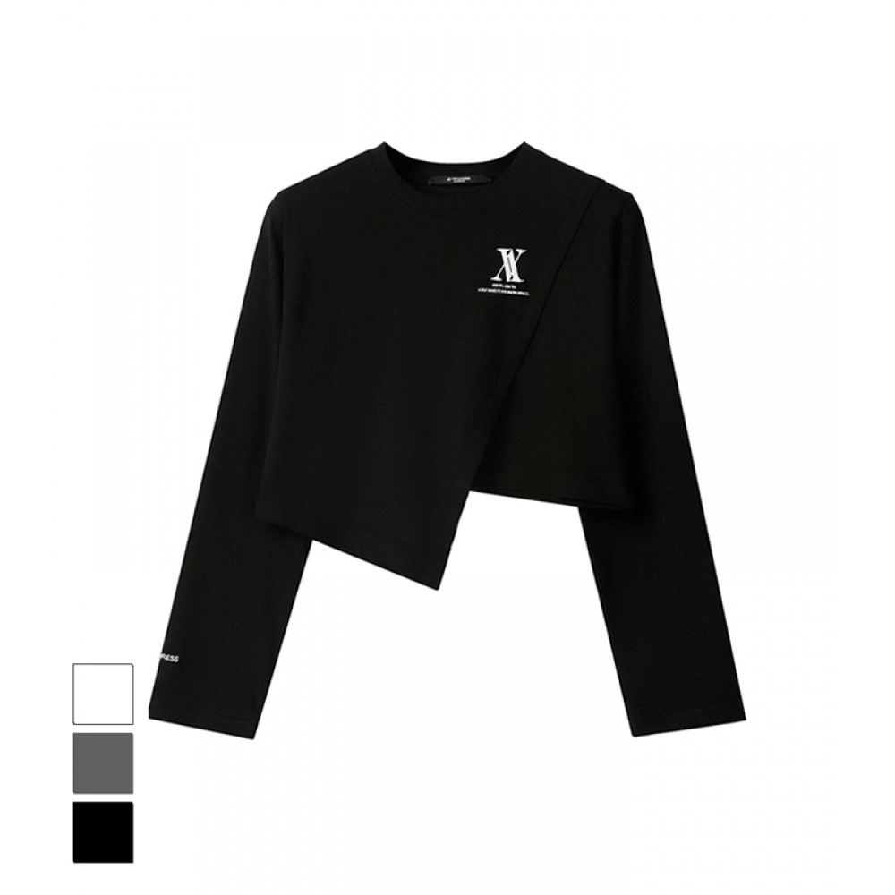 アヴァンドレスダイアゴナルロングスリーブ Tシャツ-3COL