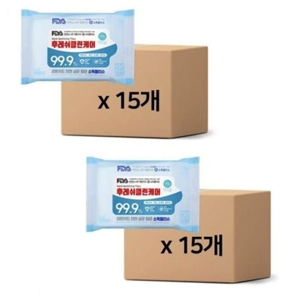 (1+1)フレッシュクリーンケア抗菌ウェットティッシュ(20枚)15個+15個