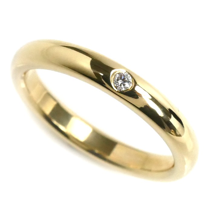 TIFFANY&Co. ティファニー K18YG イエローゴールド スタッキング バンド リング・指輪 60016271 ダイヤモンド 9号 3.9g レディース 中古